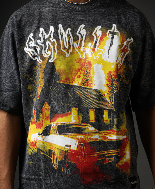ACID WASH CAR DESIGN T-SHIRT [UNISEX]